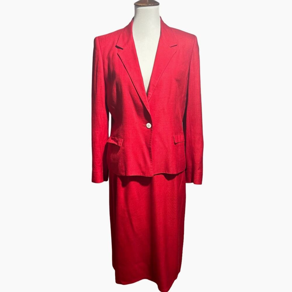 Vintage 90s Harve Benard Italian Suit 12 Blazer Midi Skirt 2 Piece Matching‎ Set